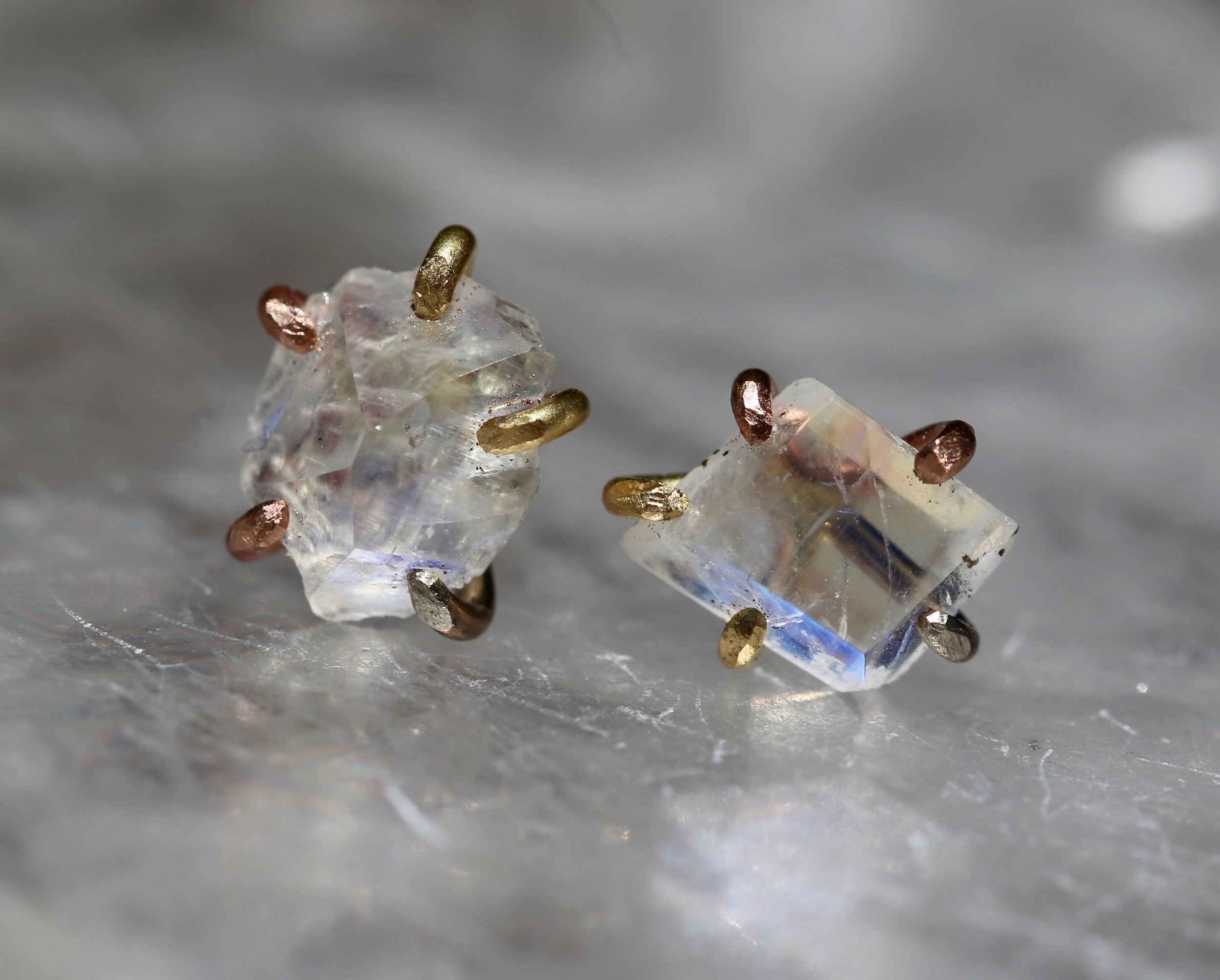 Rainbow Moonstone large studs