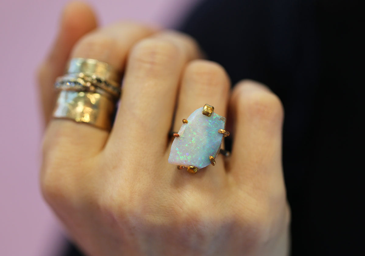 Australian Opal ring on hand