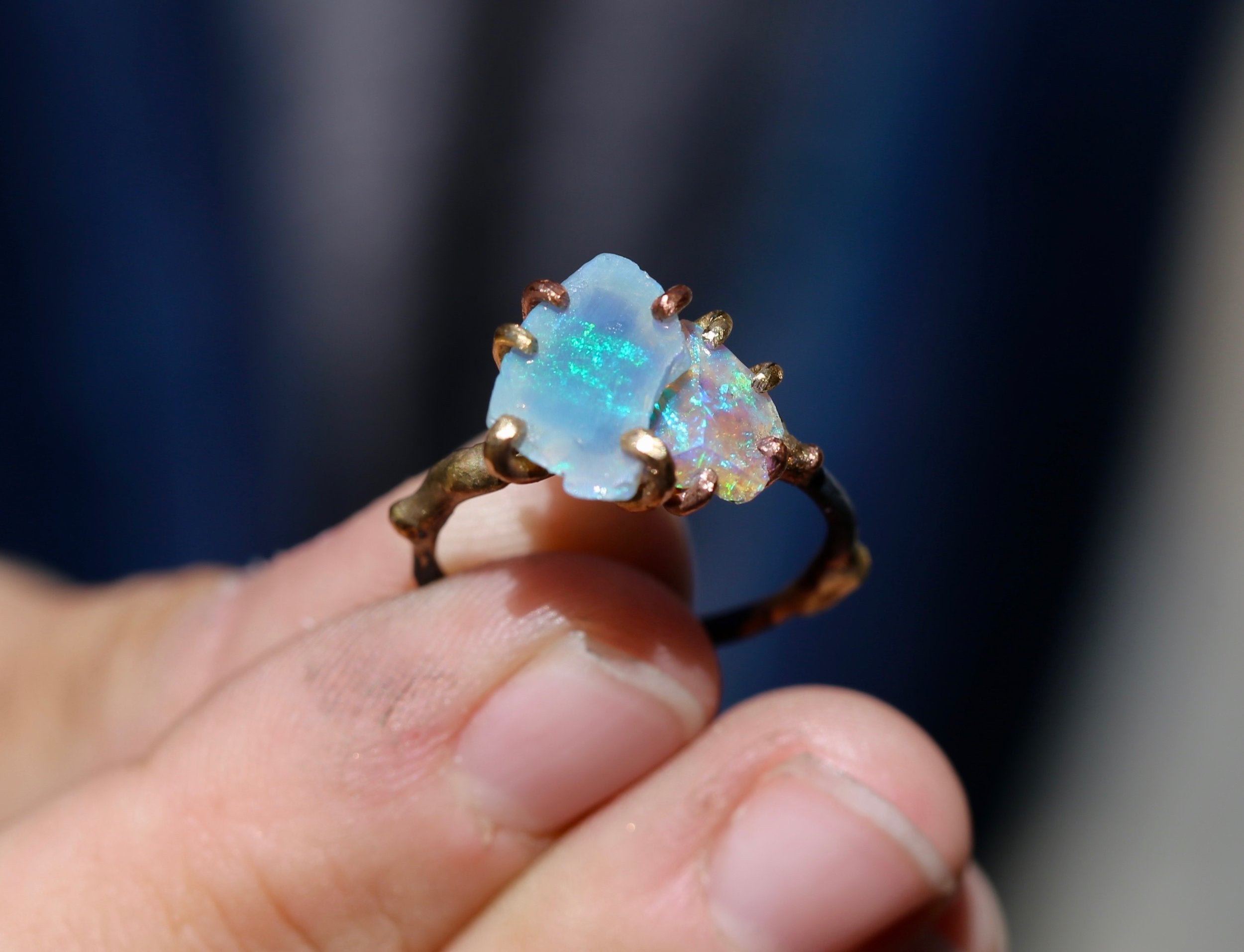 Australian Opal stacked stone ring