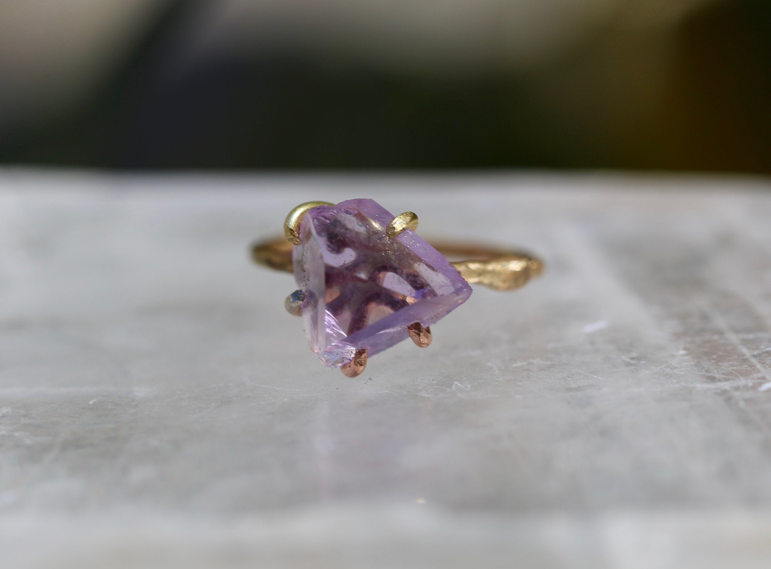 Rose De France Amethyst ring with gold band