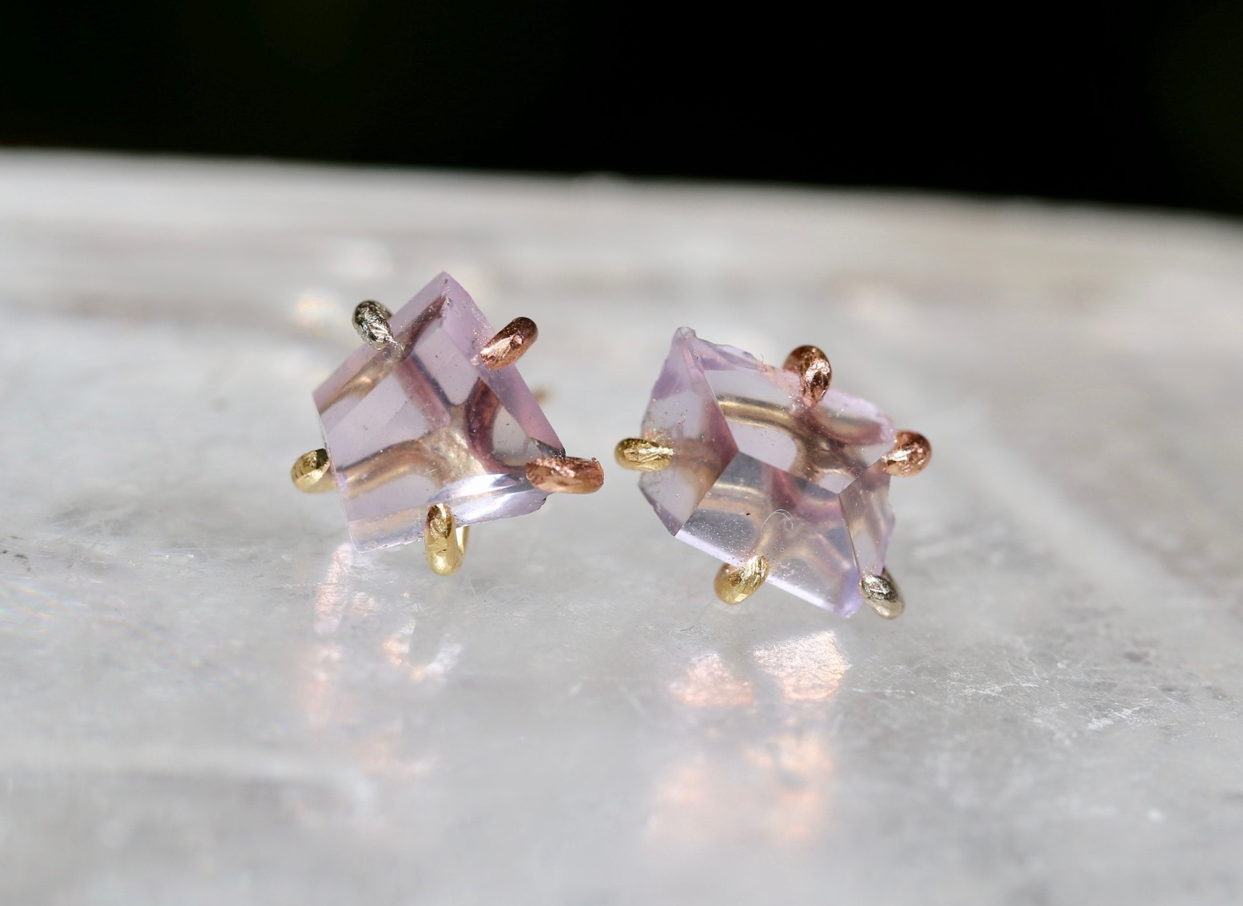 Rose De France Amethyst large studs