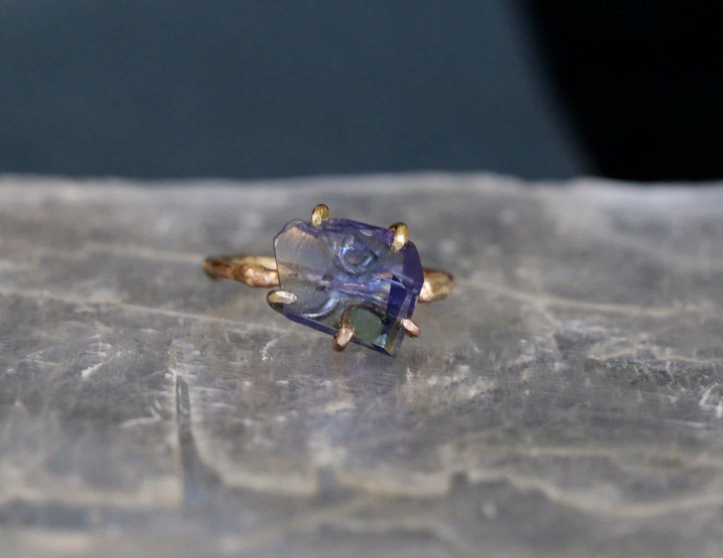 Tanzanite medium ring with gold band