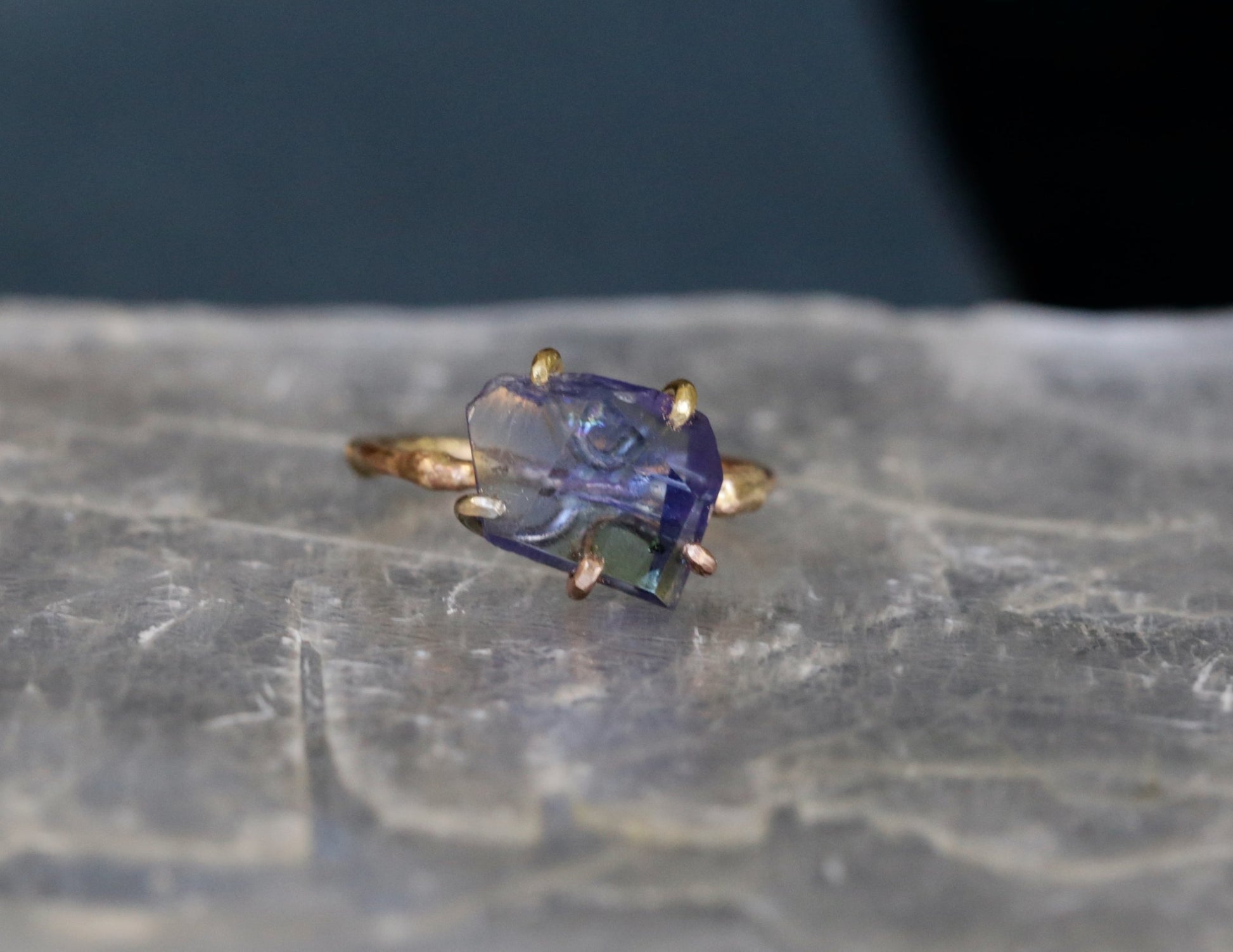 Tanzanite medium ring with gold band