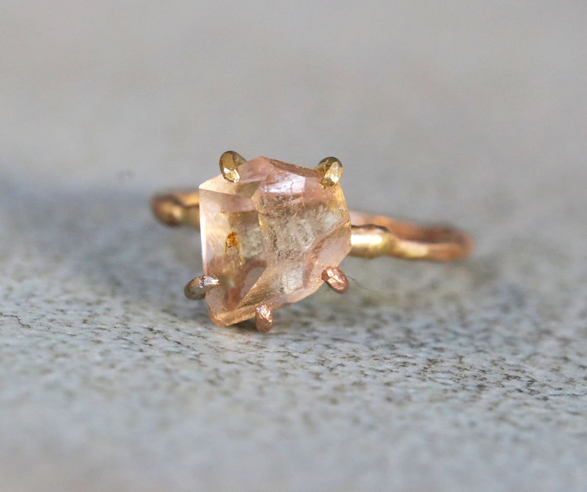 Mexican Topaz small ring on gold band