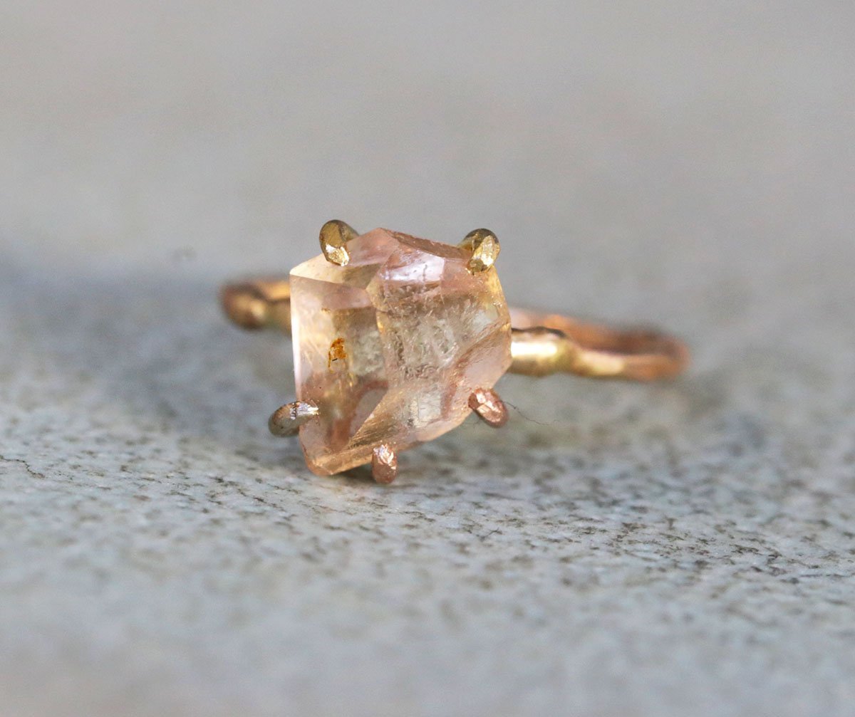 Mexican Topaz small ring on gold band