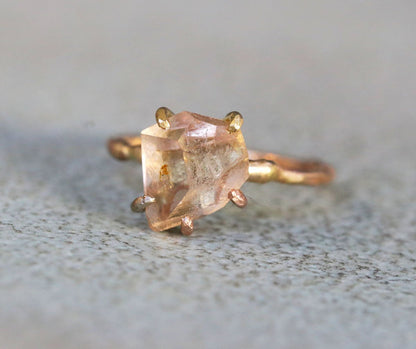Mexican Topaz small ring on gold band
