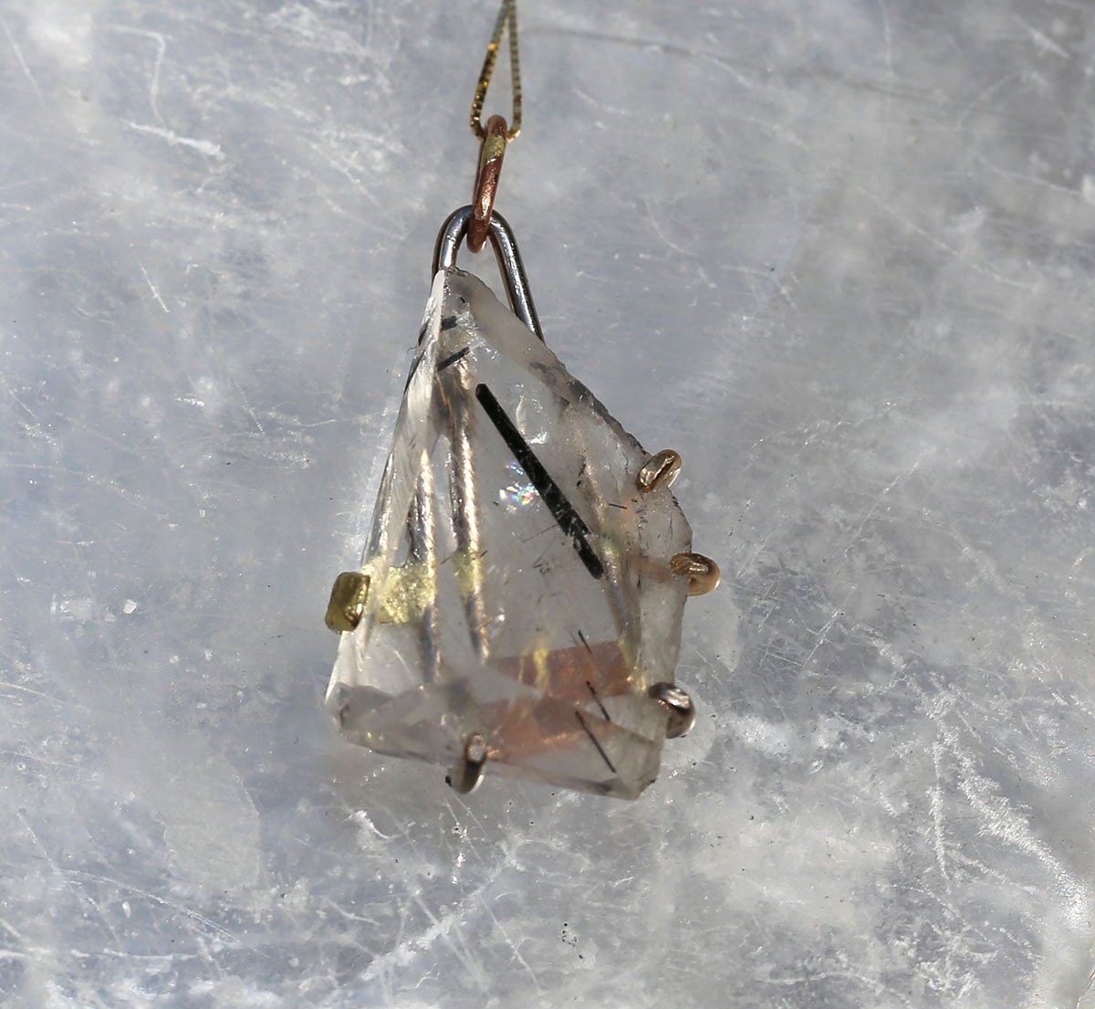 Tourmalated Quartz large pendant