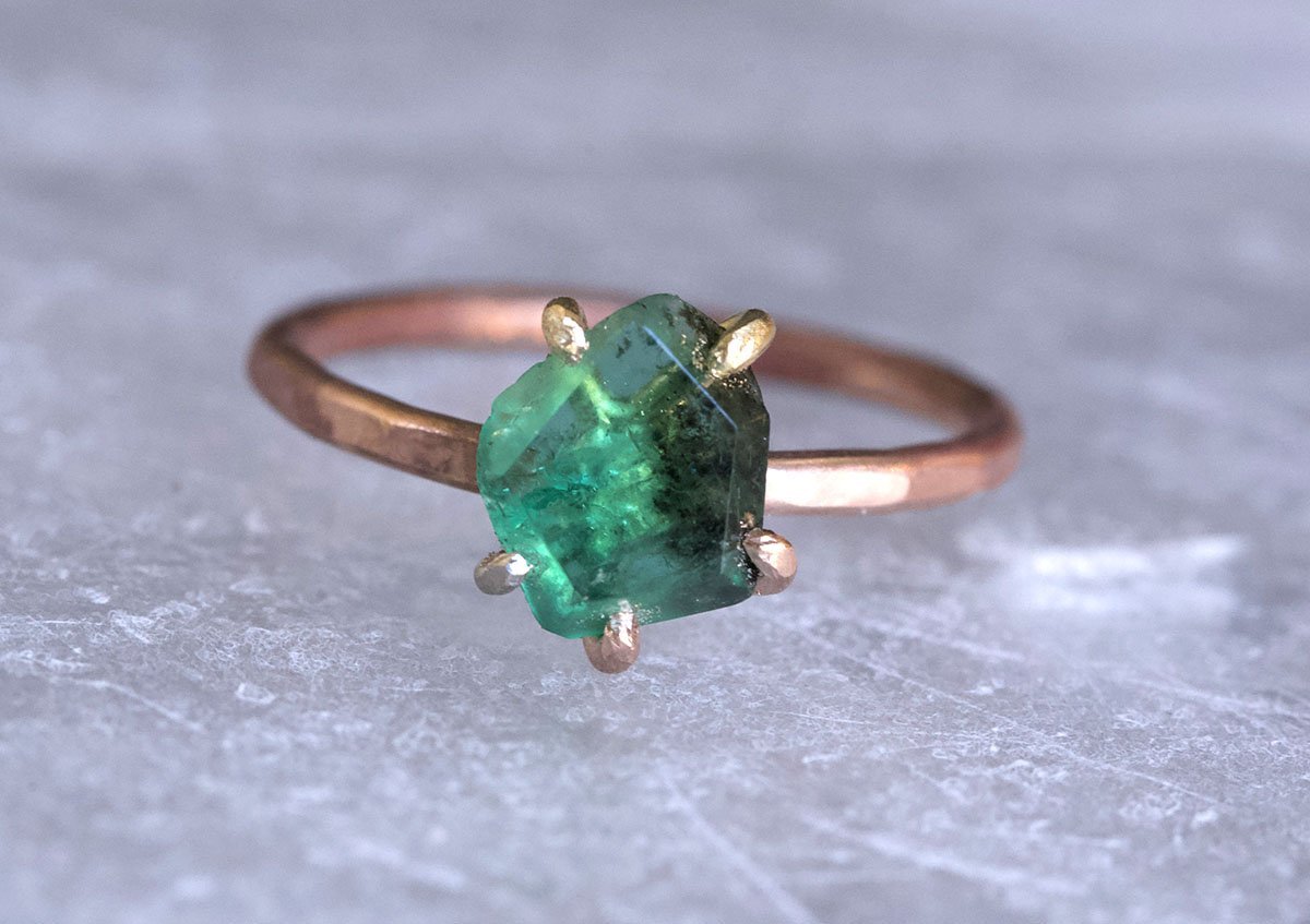 Zambian Emerald Rose Gold Ring